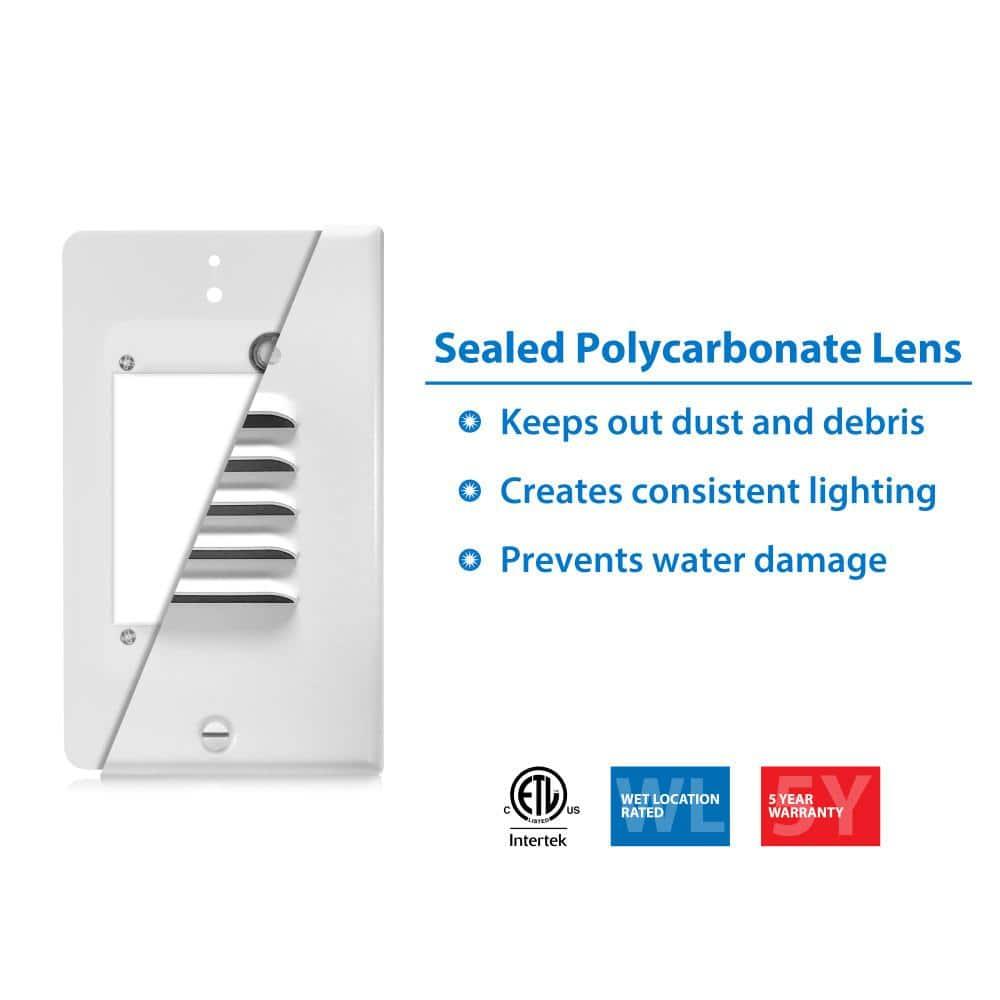 STP2 Series White LED Hardwire Stair Light Louvered with Dusk to Dawn Sensor