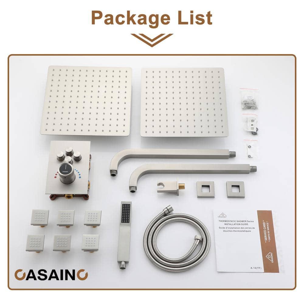 CASAINC Single Handle Thermostatic 4-function Shower Faucet Dual Showerhead