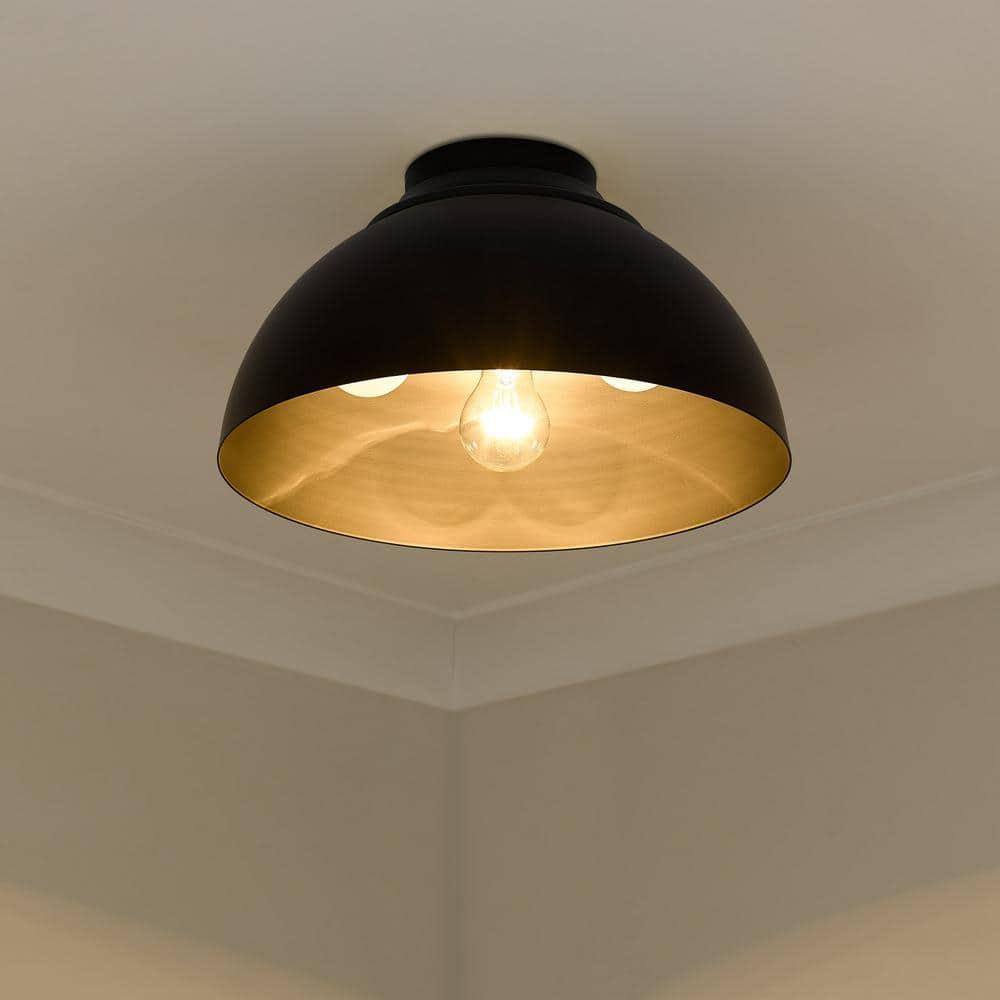 Golden Lighting Zoey 3-Light Flush Mount in Matte Black