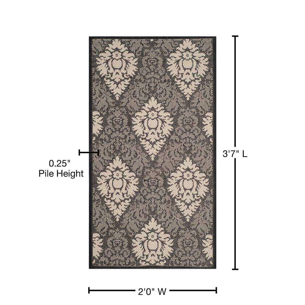 Courtyard CY2714 Power Loomed Indoor and Outdoor Accent Rug - Black/Sand - 2'x3'7" - Safavieh