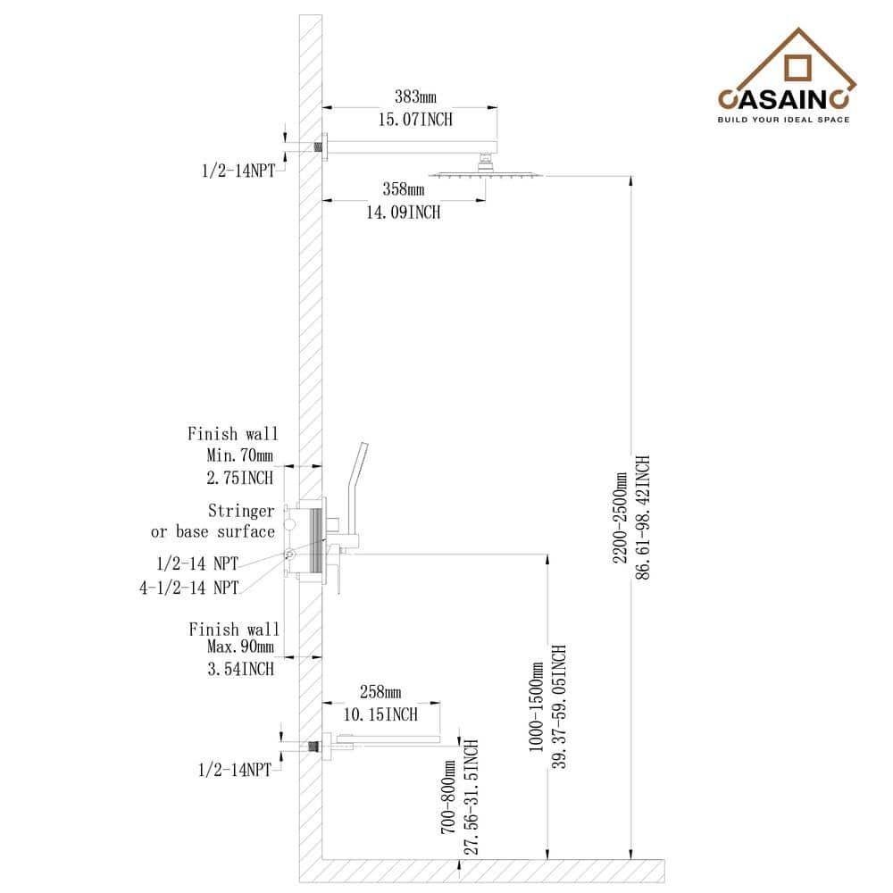 Pressure-Balanced (Temperature And Volume) All-In-One Kit with Rough in-Valve