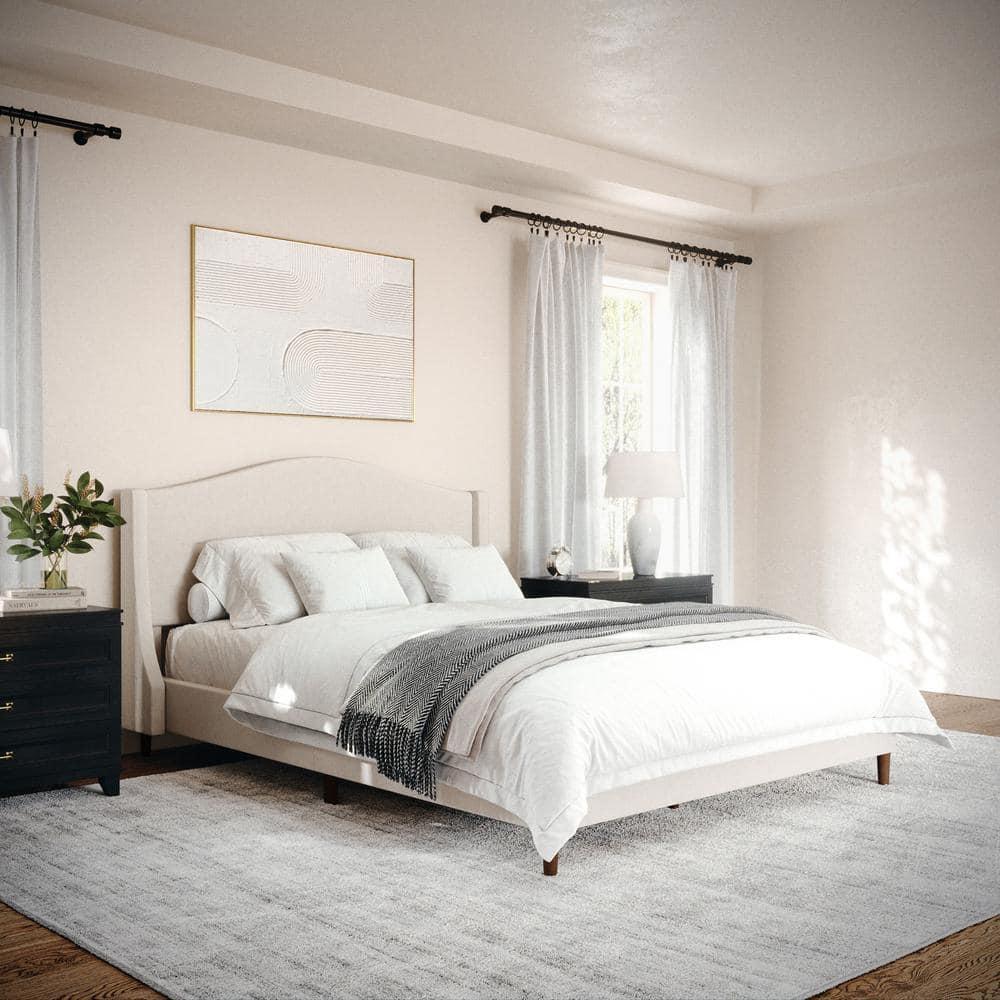 Martha Stewart Amelia Upholstered Platform Bed With Curved Headboard