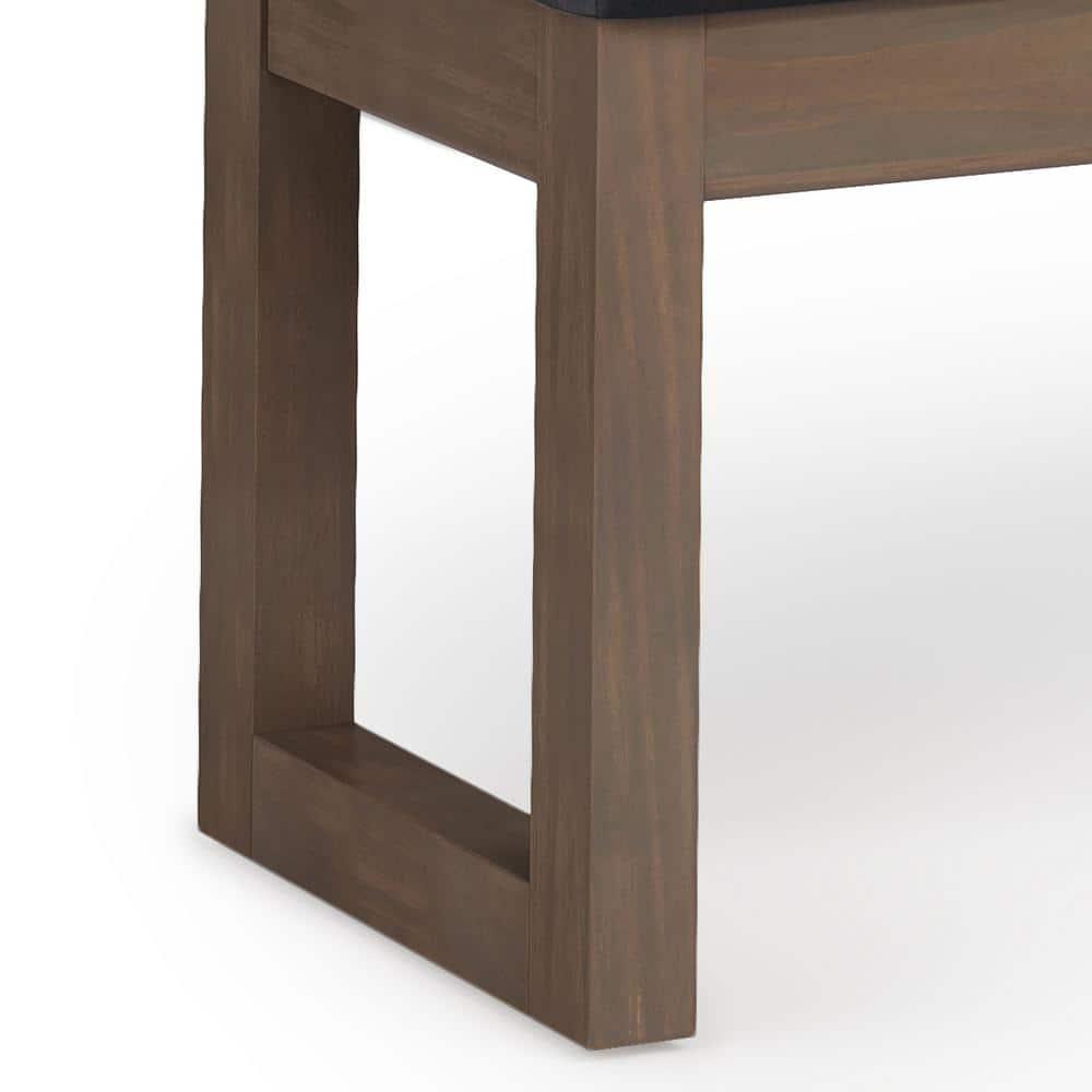Simpli Home Milltown Ottoman Bench with Upholstered Seat and Solid Wood Frame