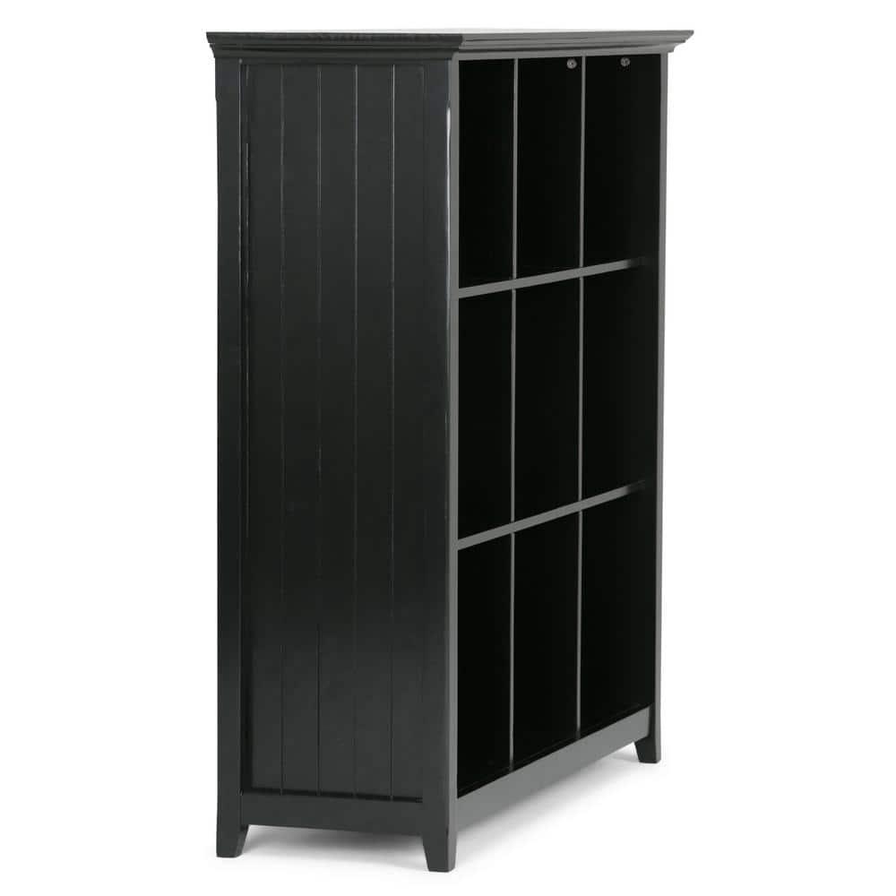 Simpli Home Acadian Wood Transitional 9 Cube Bookcase and Unit in Black