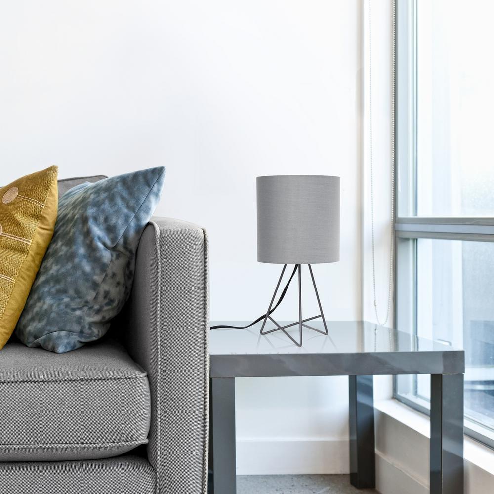 Down To The Wire Table Lamp with Fabric Shade Gray - Simple Designs