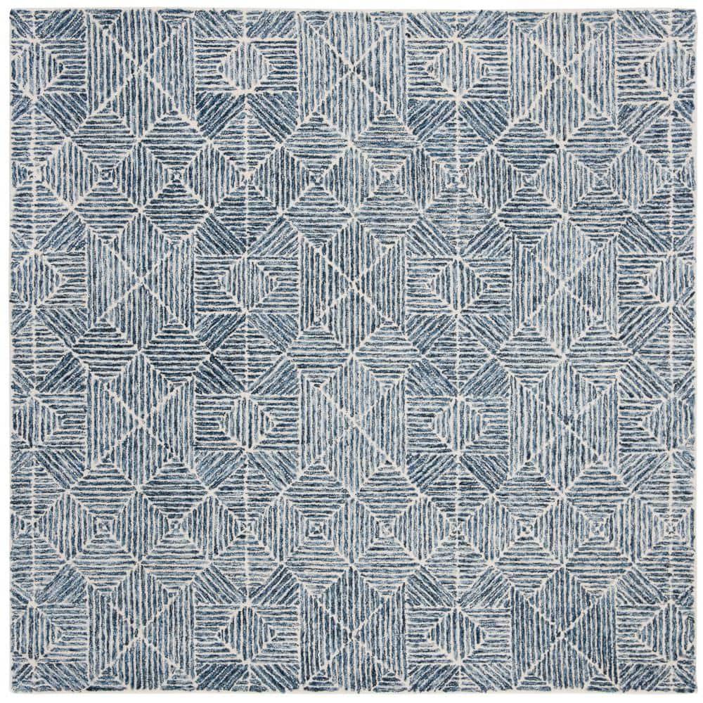 Abstract ABT763 Handmade Indoor Area Rug - Blue - 6'x6' - Safavieh