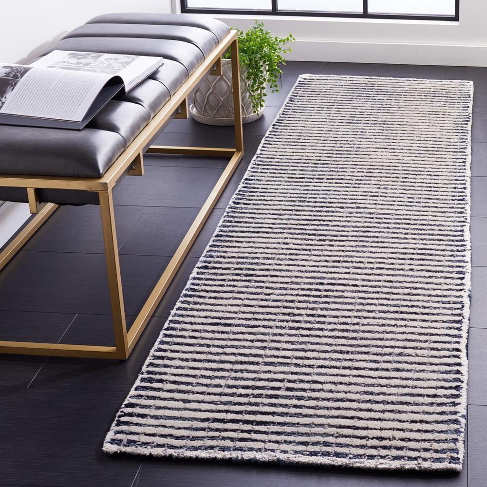 Abstract ABT853 Handmade Indoor Runner - Blue/Ivory - 2'-3"x8' - Safavieh