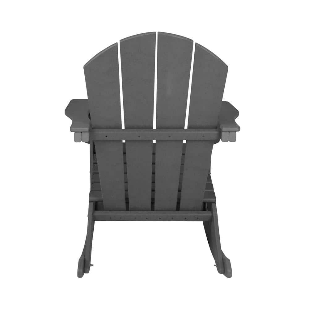 SERWALL Modern Outdoor Rocking Chairs Set of 2, All Weather Adirondack Rocker for Porch, Backyard, Garden, Gray