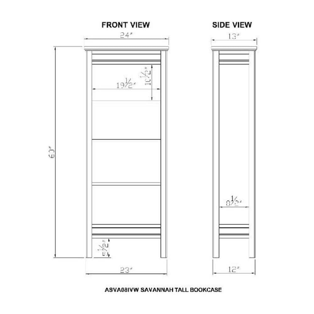 60" Savannah Tall Bookshelf Ivory with Natural Wood Top - Bolton Furniture