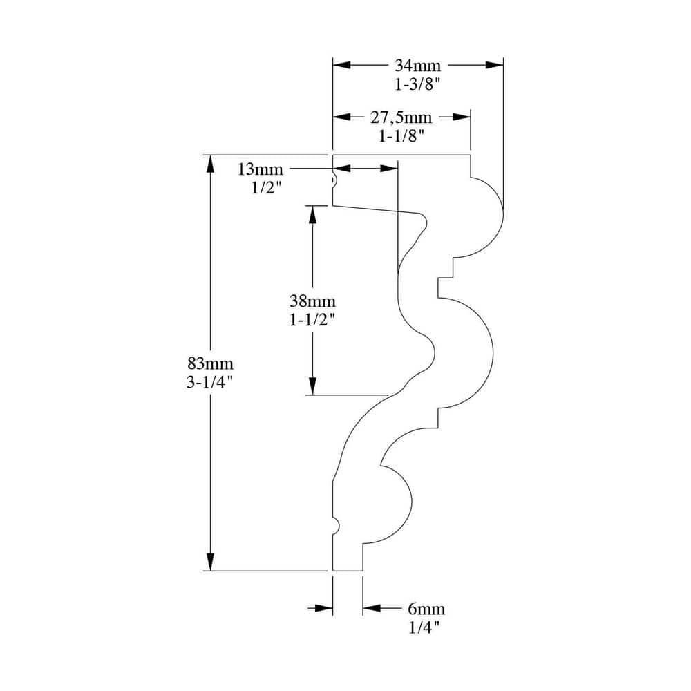 1-3/8 in D x 3-1/4 in W x 78-3/4 in L Primed White Plain Polyurethane Panel Moulding (Set of 3)