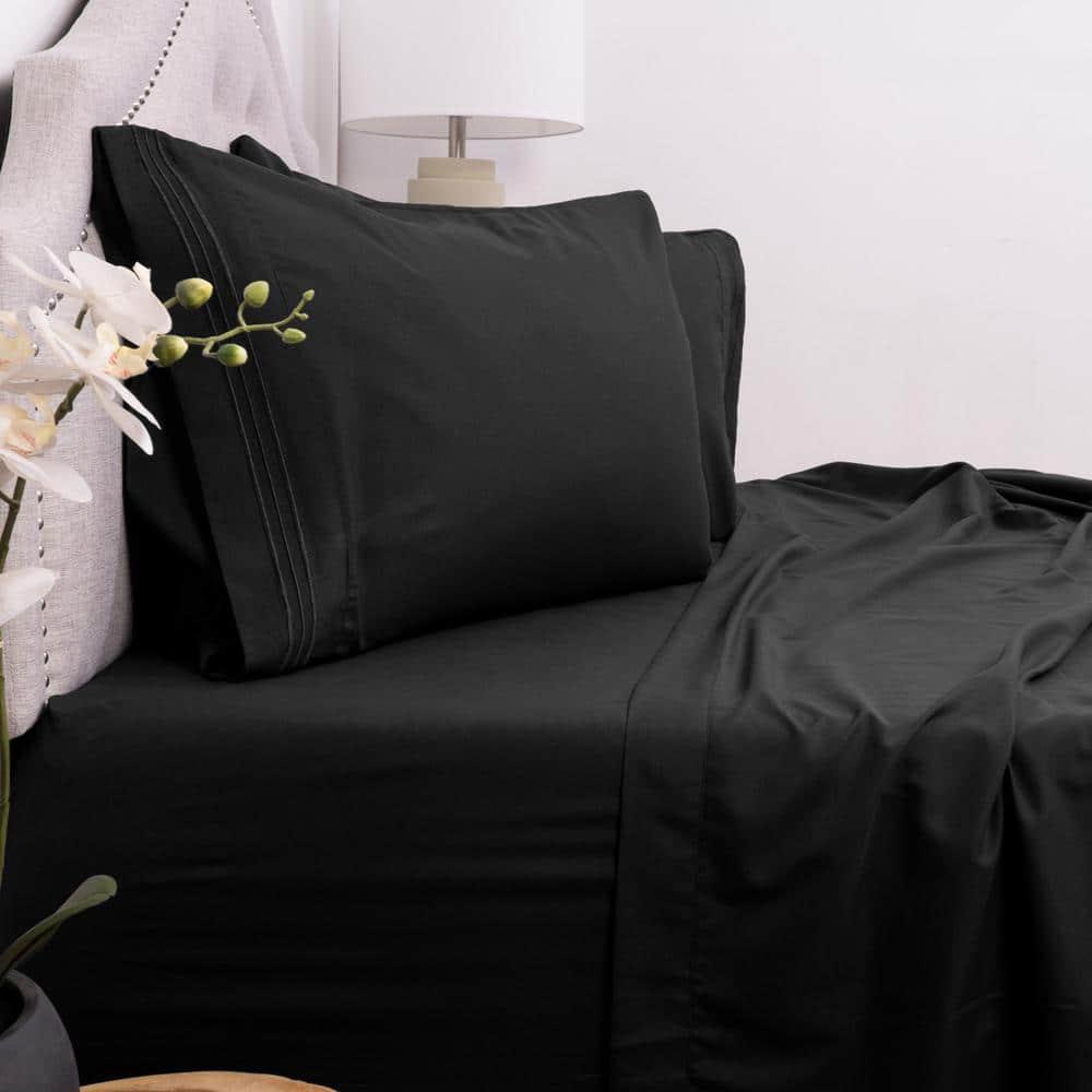 4 Piece Sheet Set, Ultra Soft 1800 Series Collection - Queen, Black