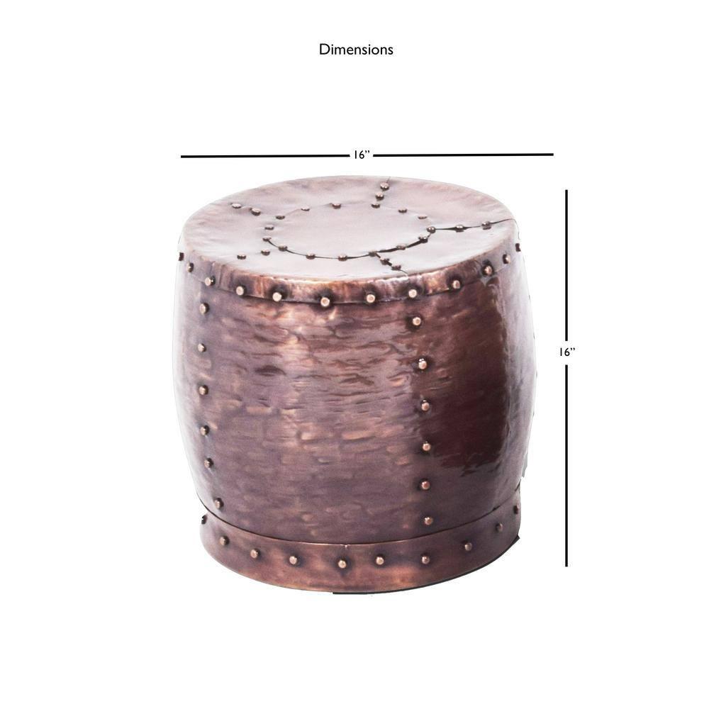 Steve Silver Cooper 16" Round Metal End Table, Antique Copper