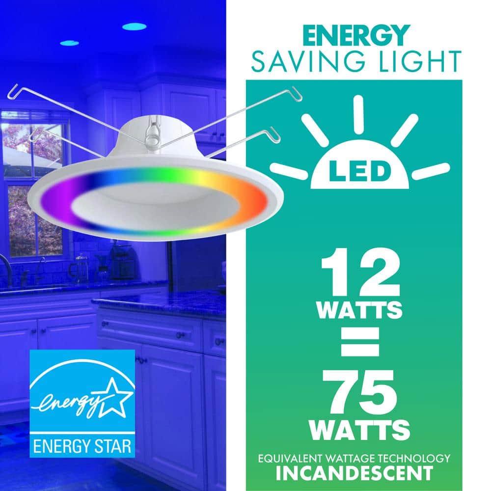 Simply Conserve 5/6 in. Smart Wi-Fi Plus BLE 12-Watt LED Recessed Downlight Retrofit