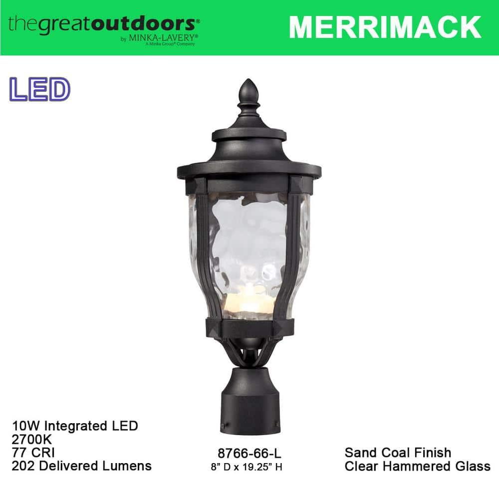 Minka Lavery Vintage Outdoor Post Light Fixture Black LED 19 1/4" Clear Hammered Glass for Post Exterior Barn Deck Porch Patio