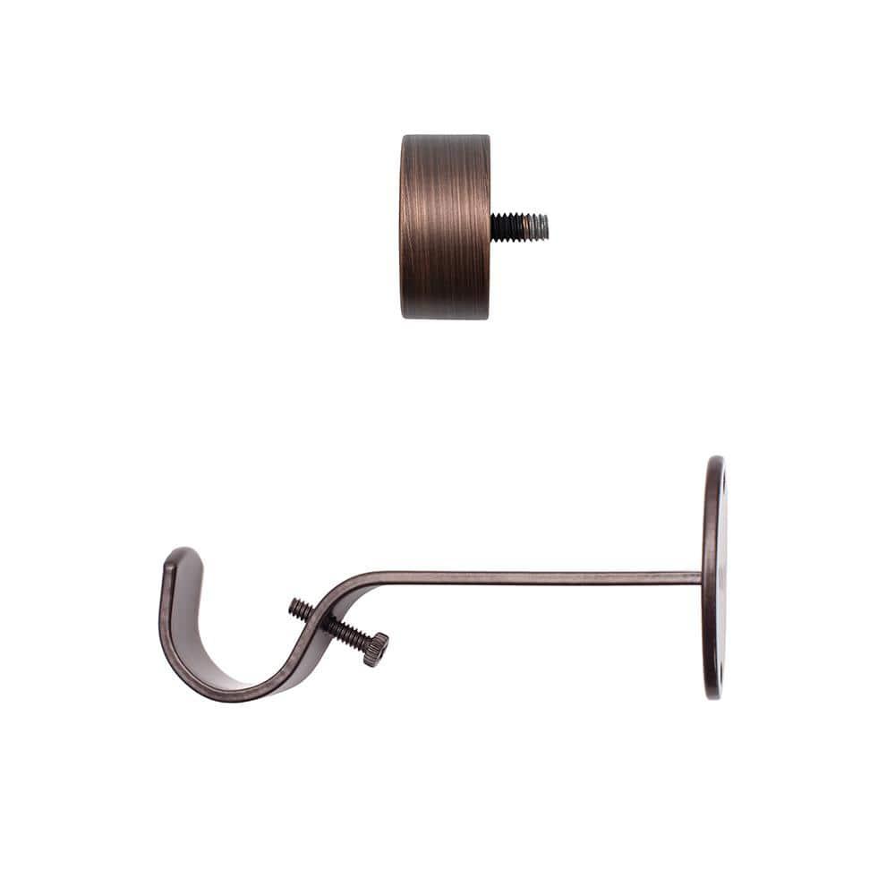 Serena 1" Window Drapery Single Curtain Rod with Contemporary Finial - 120" - Antique Bronze - Elrene Home Fashions