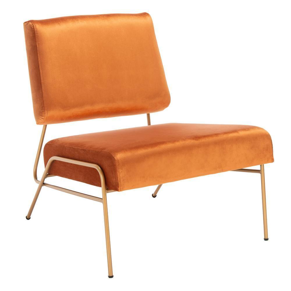 Romilly Velvet Accent Chair - Sienna/Gold - Safavieh