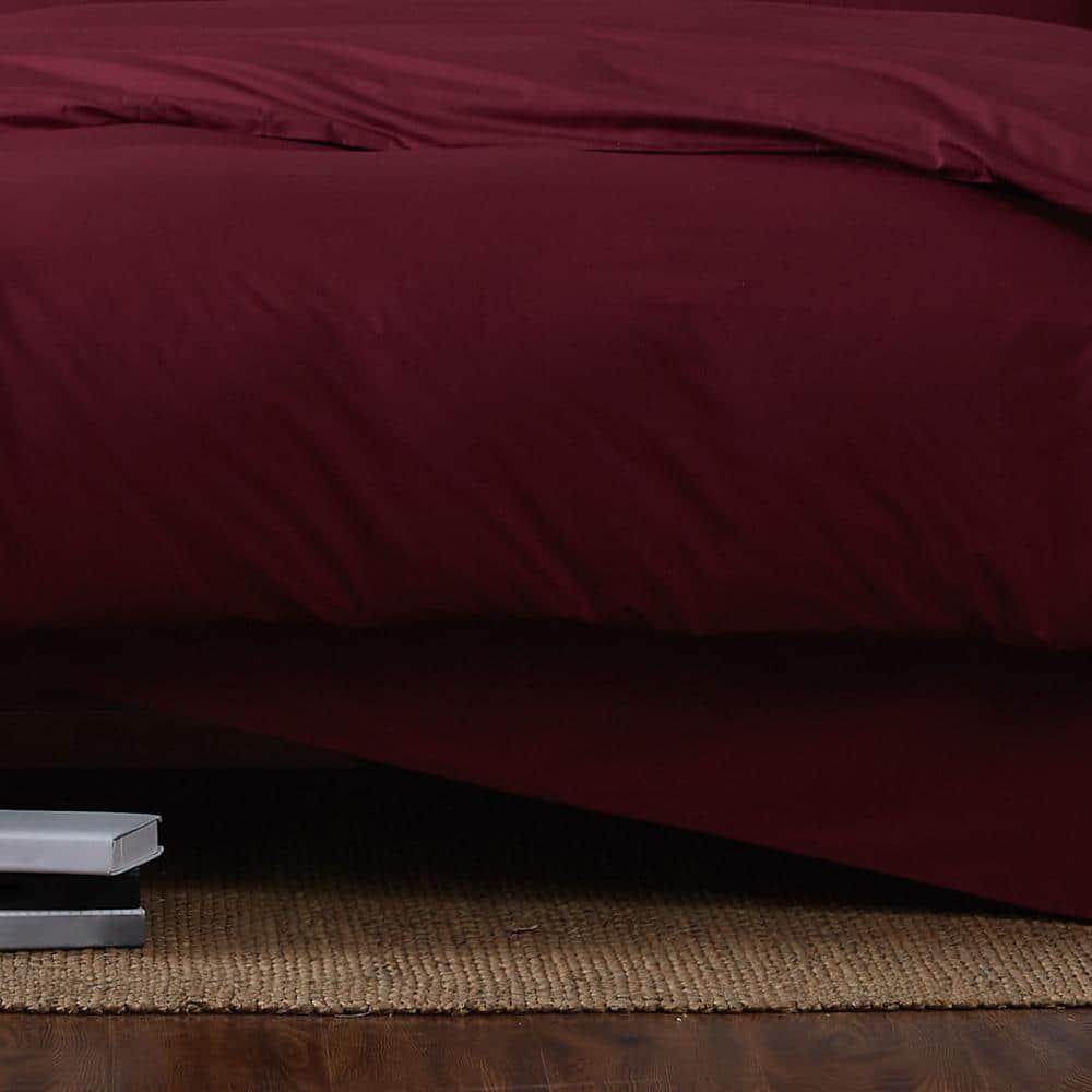 3pc King Classic Cotton Duvet Set Burgundy - Brooklyn Loom: OEKO-TEX Certified, Includes 2 Shams, Hidden Button Closure