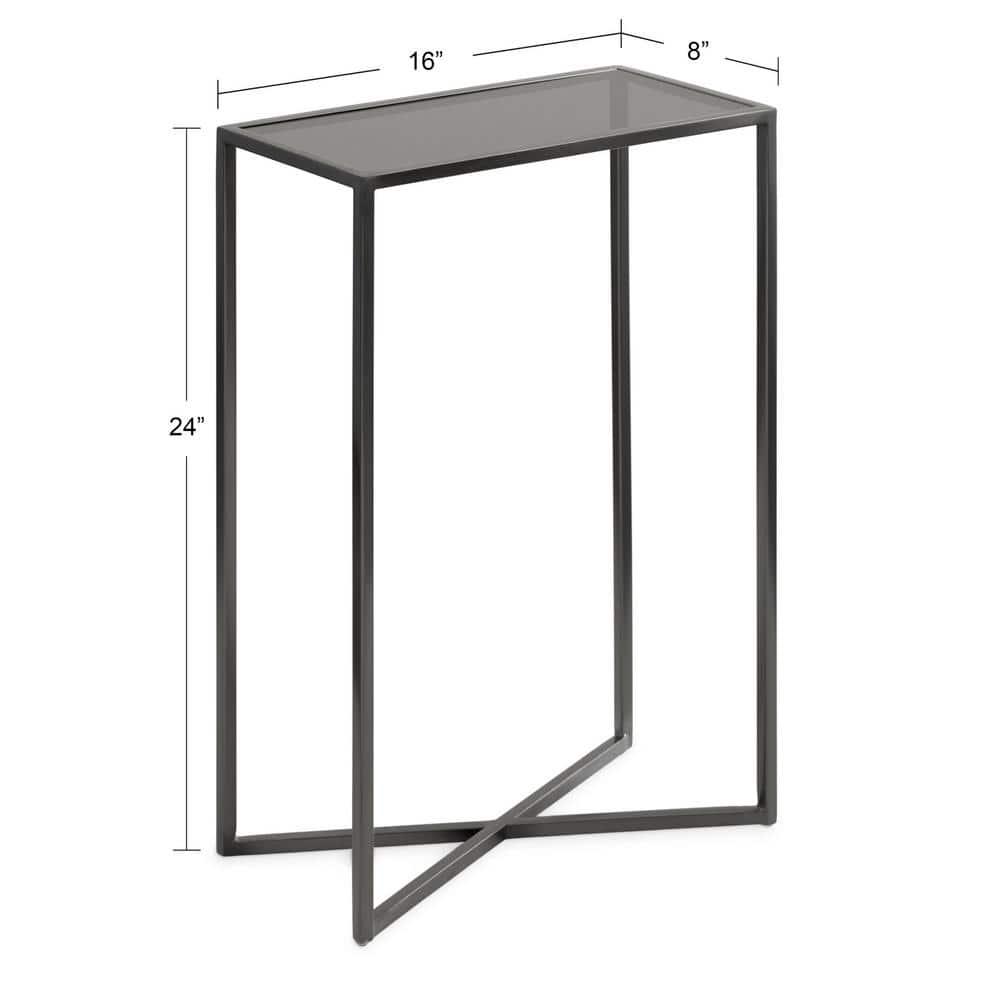 Kate and Laurel Jaspur Rectangle Metal Side Table, 16x8x24, Pewter