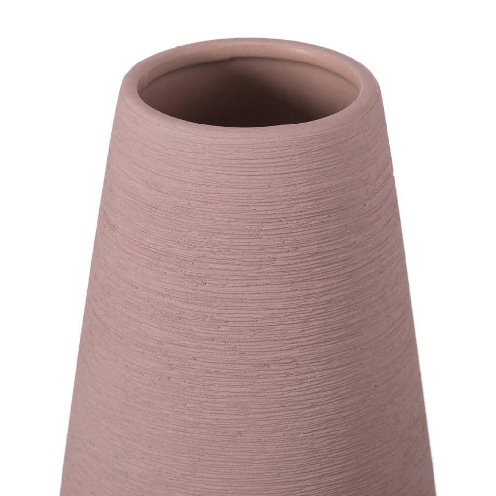 Uniquewise 10" H Decorative Ceramic Round Cone Shape Centerpiece Table Vase Pink, Large