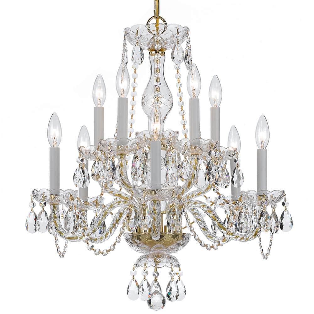 Crystorama Lighting Traditional Crystal 10 - Light Chandelier in  Polished Brass