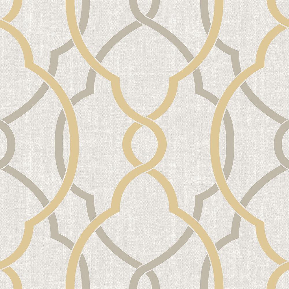 NuWallpaper Papel Tapiz de Vinilo Color Topo y Amarillo Sausalito, 216 X 20,5 Pulgadas, 30,75 Pies Cuadrados.