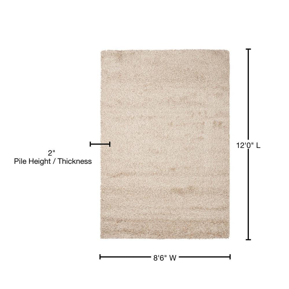 Shag SG151 Power Loomed Indoor Area Rug - Beige - 8'6"x12' - Safavieh.