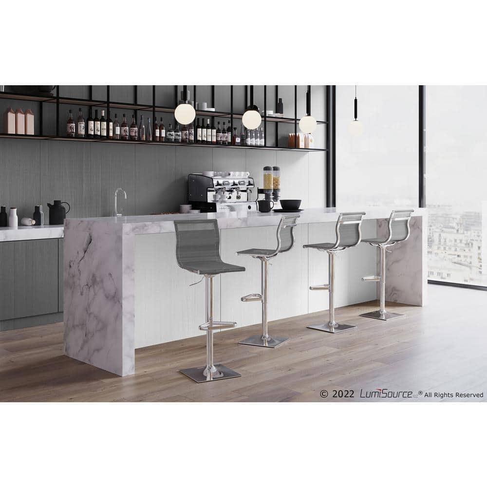 Mirage Contemporary Adjustable Barstool Silver - LumiSource: Chrome-Plated, Swivel, Low Back