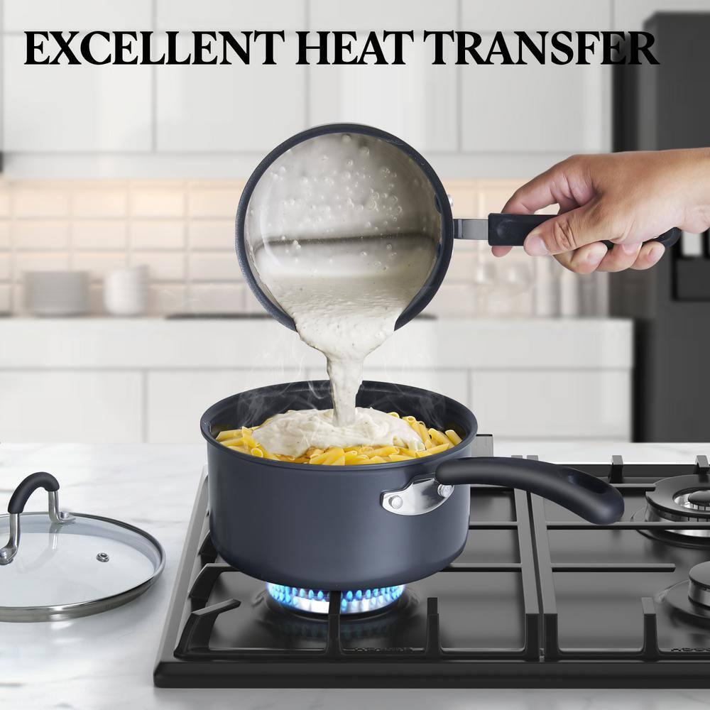 Cook N Home Professional Hard Anodized Pots and Pans Set Nonstick, Kitchen Cookware Set, Black