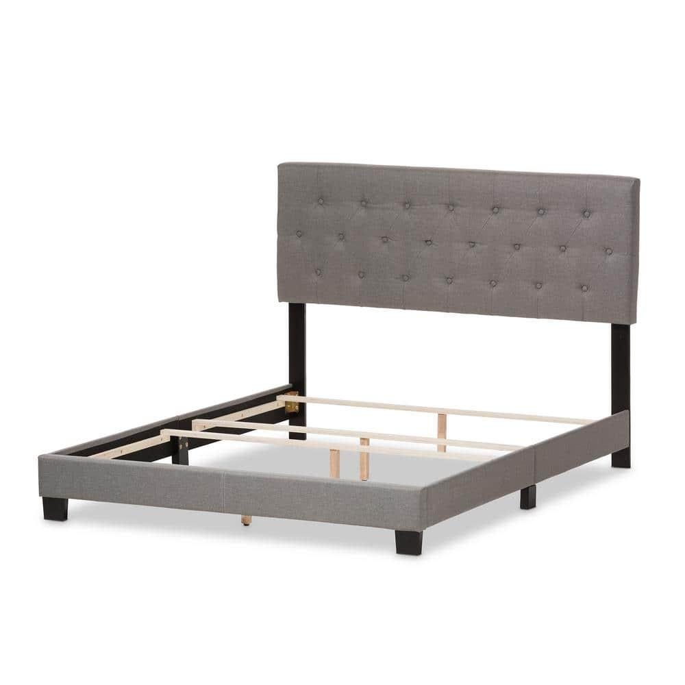Queen Cassandra Modern and Contemporary Fabric Upholstered Bed Light Gray - Baxton Studio