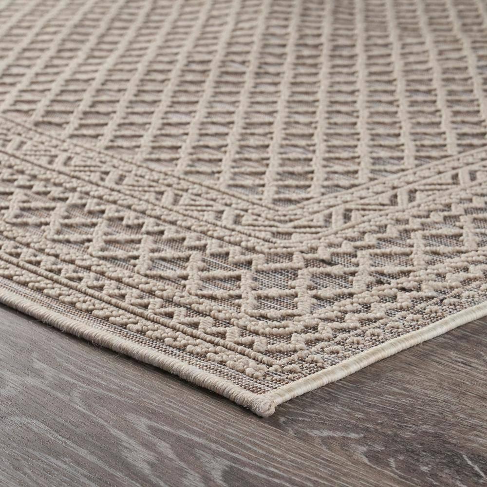 LR Home Natural Beige Toned 5 ft. x 7 ft. Classic Geometric Trellis Bordered Indoor/Outdoor Rug