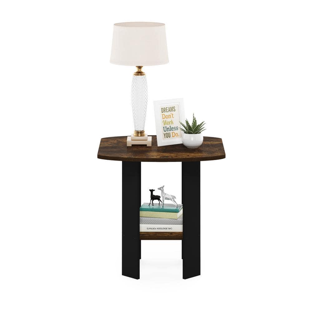 Furinno Industrial End Table Sofa Side Coffee Table with 2 Storage Shelf,Rustic Brown