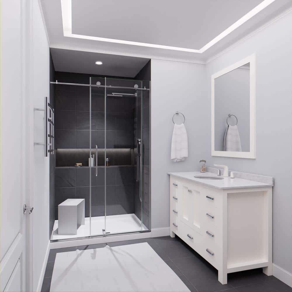 Madam Series 48" W x 76" H Single Sliding Semi-Frameless Shower Door