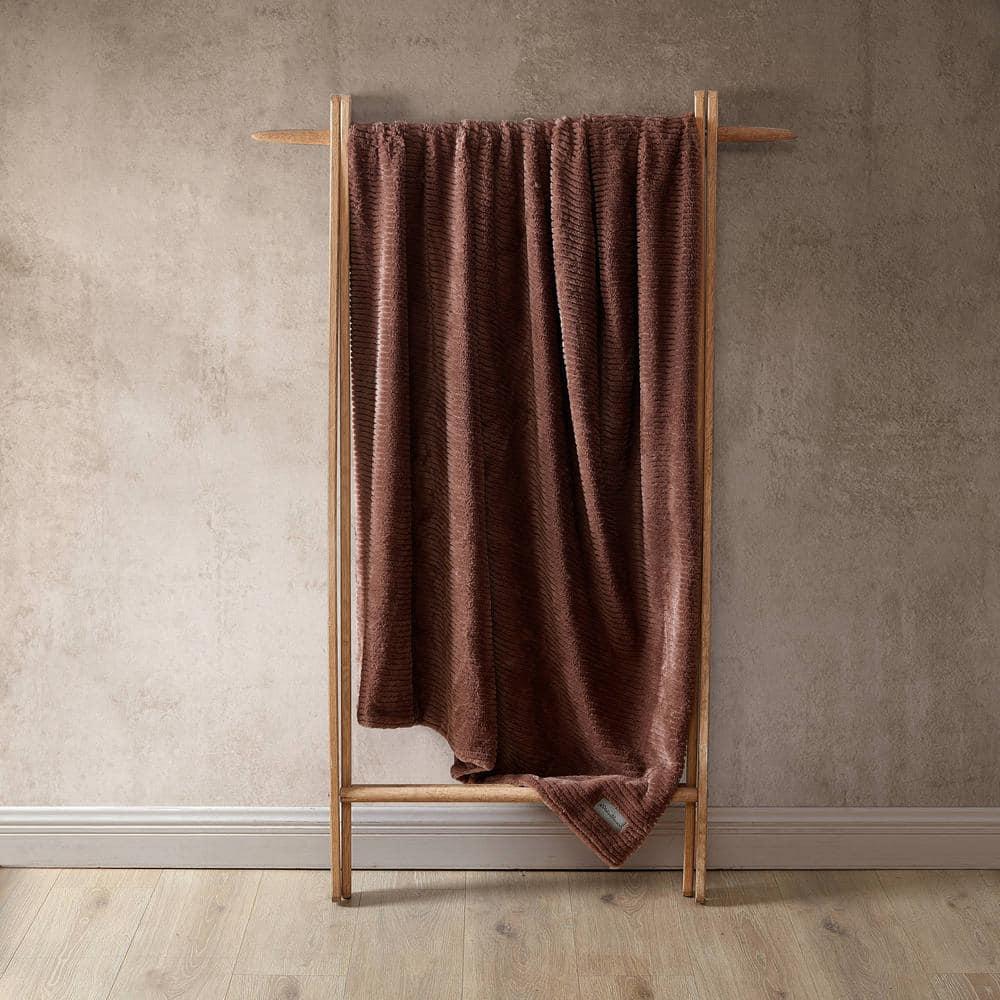 Eddie Bauer Eddie Bauer Ribbed Textured Stripe Solid Plush Throw Blanket