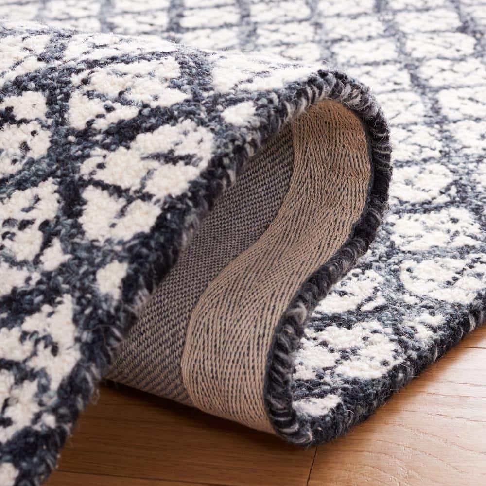 Abstract ABT203 Handmade Indoor Area Rug - Ivory/Navy - 6'x9' - Safavieh