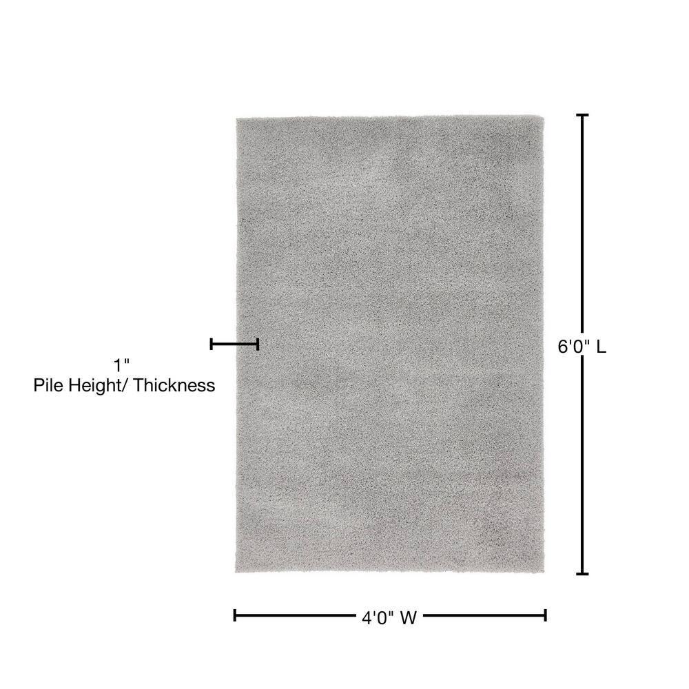 Nuloom Neva Solid 4x6 Shag Indoor Area Rug for Living Room Bedroom Dining Room Nursery, Grey/Ivory