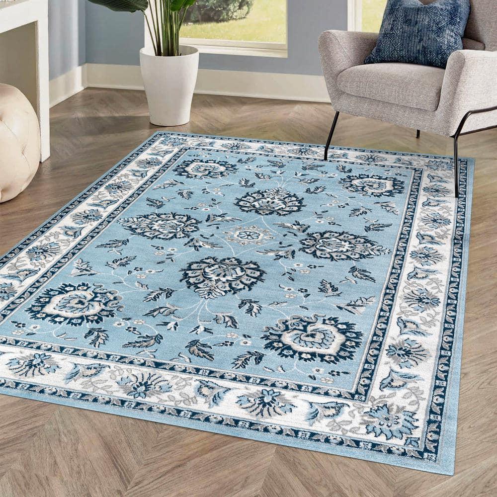 3'x 5' Cherie French Cottage Area Rug, Blue/Cream - JONATHAN Y