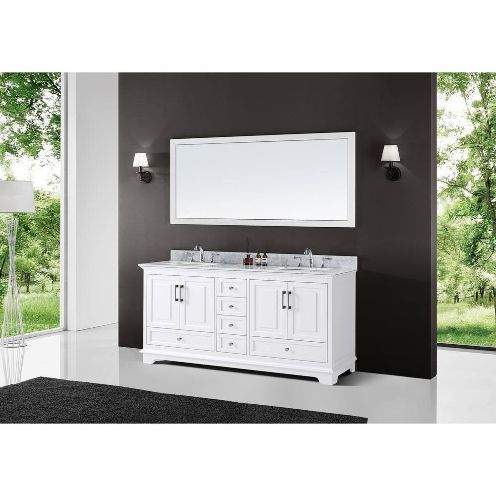 72'' Double Bathroom Vanity with Carrara Marble Top