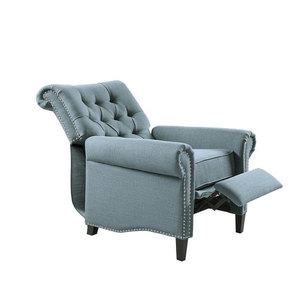 Zak Recliner Blue: Madison Park, Polyester & Linen Upholstery, Wood Frame, Foam Fill, Spot Clean