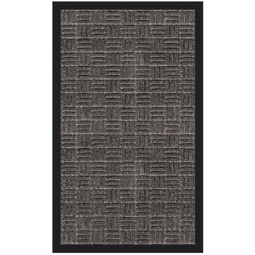Ottomanson Carpeted Rubber Outdoor Non-Slip Outdoor Door Mat