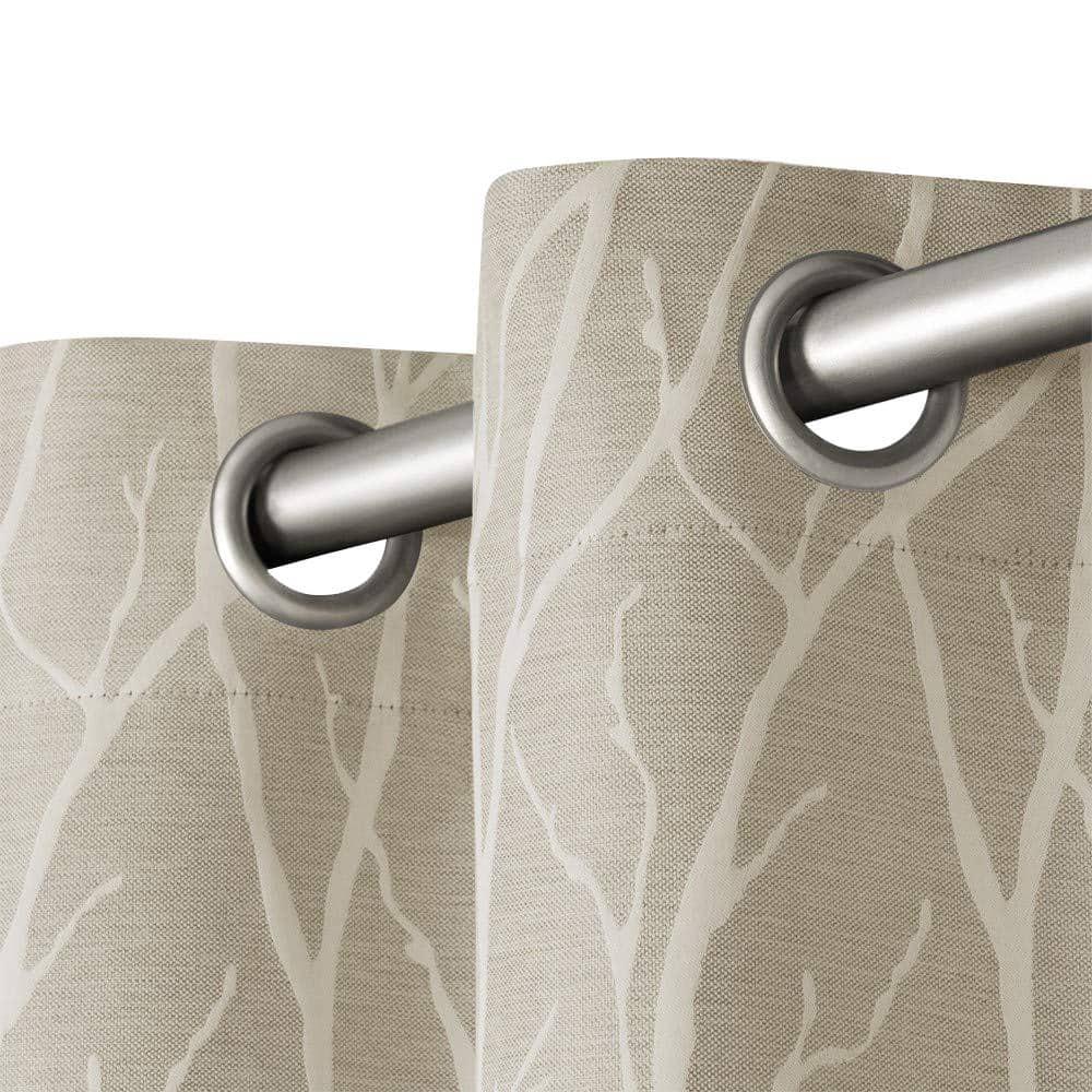 EXCLUSIVE HOME Forest Hill Woven Room Darkening Blackout Grommet Top Curtain Panel Pair, 52"x84", Natural