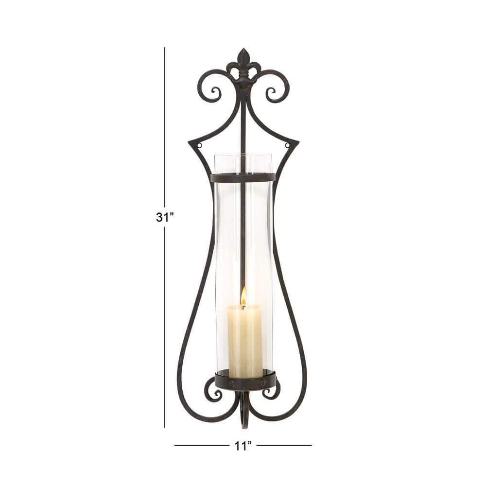 DecMode Black Metal Wall Sconce
