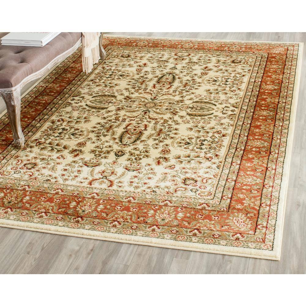 SAFAVIEH Lyndhurst Elizabeth Traditional Floral Area Rug, Ivory/Rust, 11' x 15'