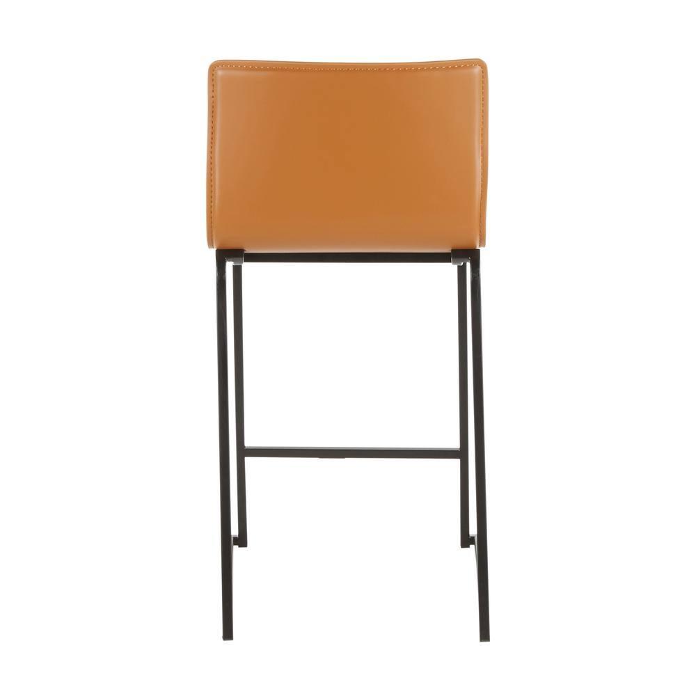 Set of 2 26" Mara Contemporary Counter Height Barstools Black/Camel Brown - LumiSource