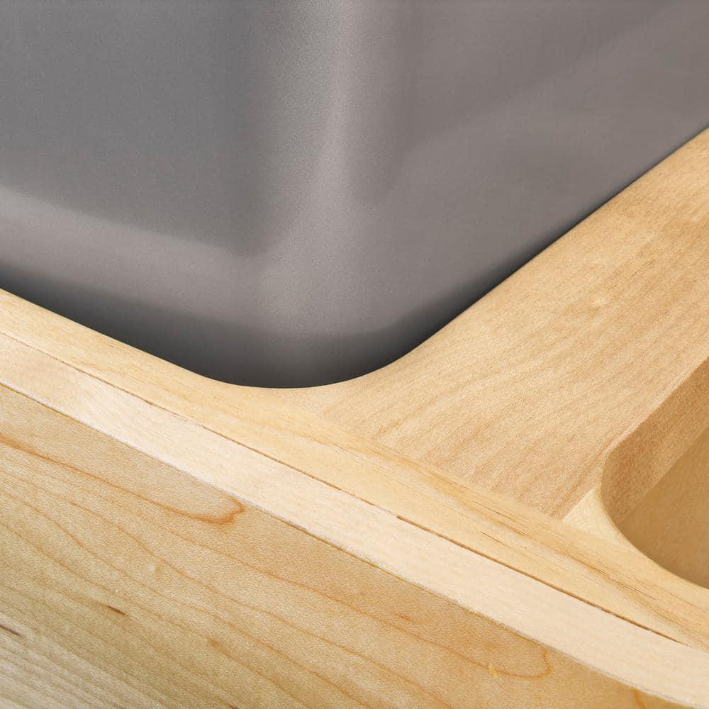Rev-A-Shelf Pullout Trash Can for Kitchen Cabinet 50 Quart 12.5 Gallon Bottom Mount Rear Storage, Undermount Soft-Close Slides, Silver, 4WCSC-1550DM-1