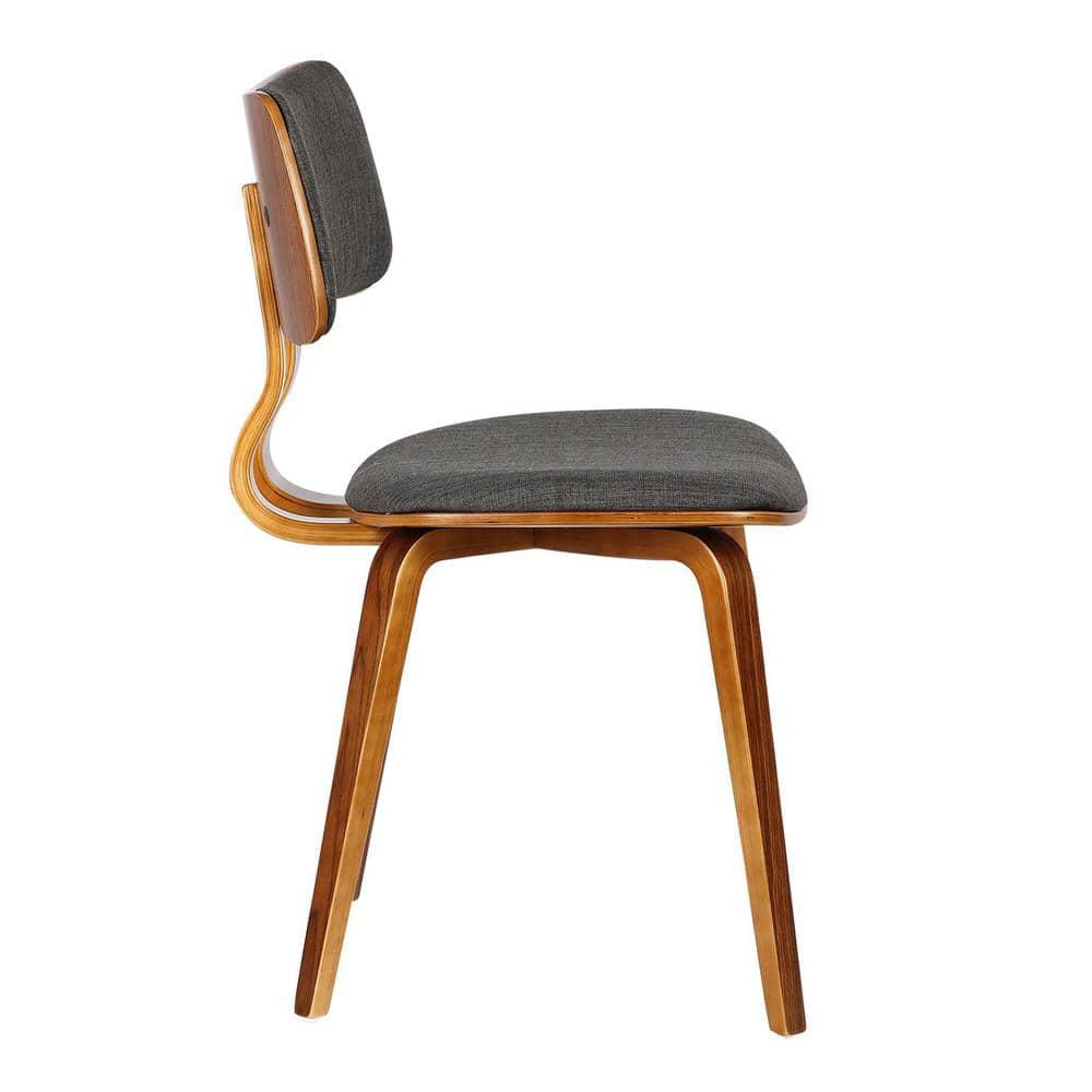Jaguar Mid-Century Modern Kitchen Dining Table Accent Chair in Walnut Wood and Charcoal Fabric