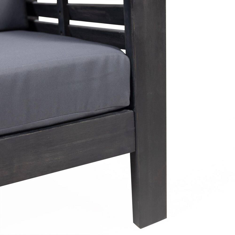 Christopher Knight Home Rabun Outdoor Acacia Wood 4 Seater Chat Set with Cushions, Dark Gray