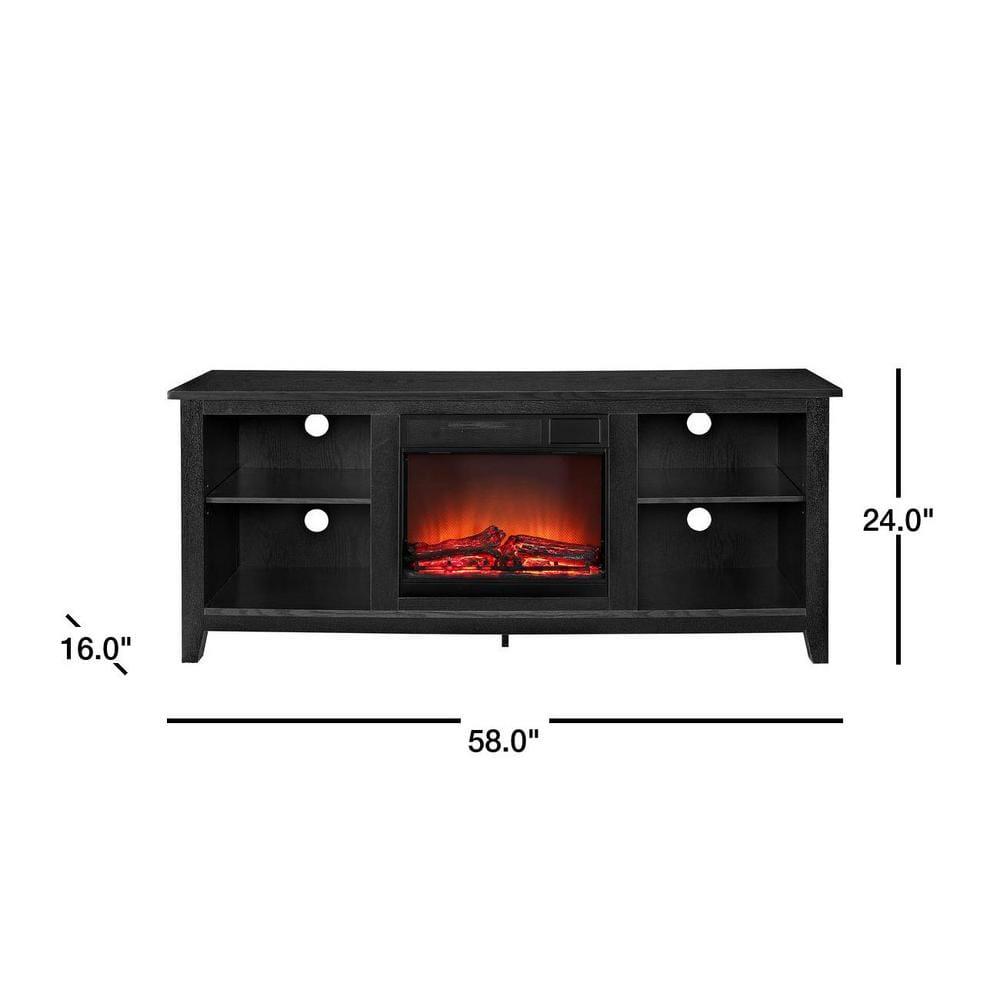 Walker Edison Traditional Fireplace TV Stand for TVs Up to 64" - Black