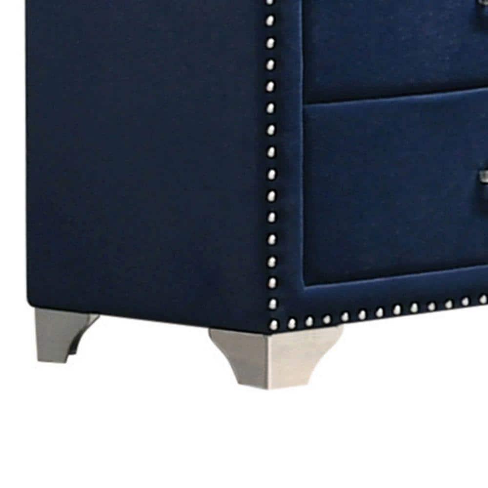 BenJara BM280482 60 in. Cale Modern Glam Velvet & Wood Dresser with 6 Drawer, Blue