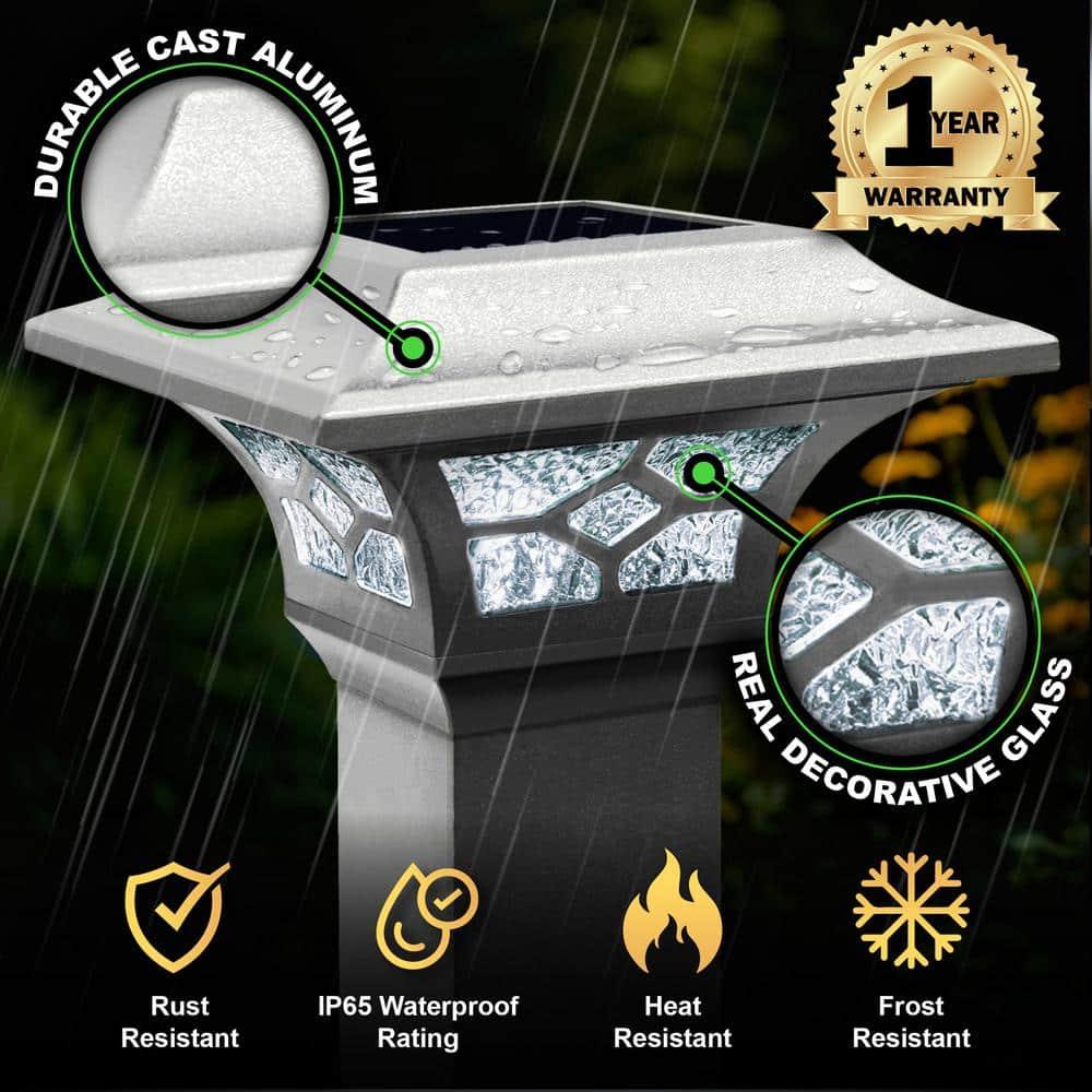 Classy Caps Low Voltage Integrated LED Aluuminum Fence Post Cap Light 2.5 In. X 2.5 In. with Base Adapter Included