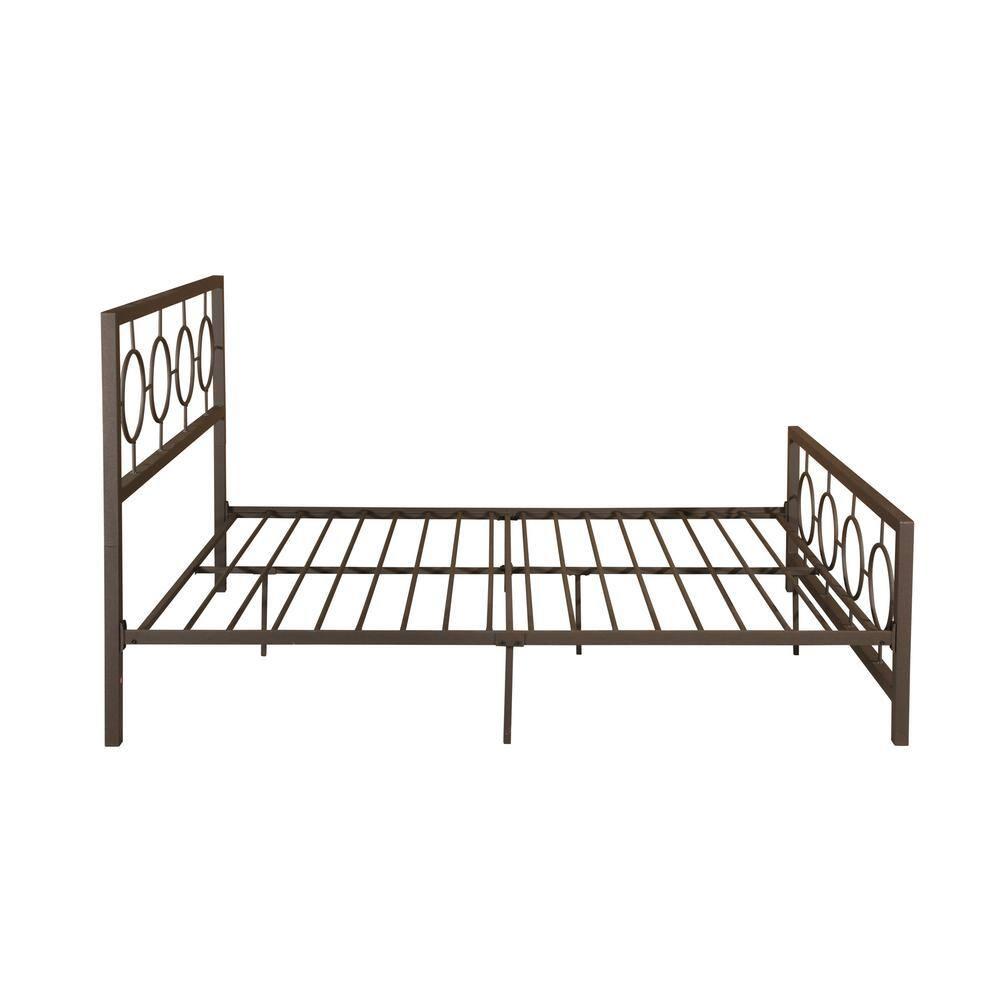 Noble House Ewelina Modern Queen-Size Iron Geometric Low-Profile Bed Frame, Hammered Copper